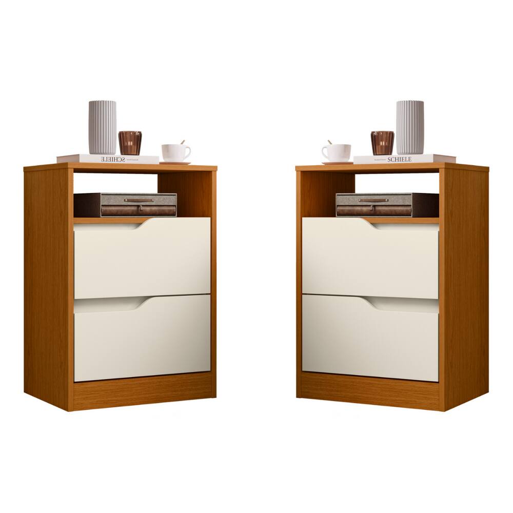 Conjunto Mesas de Cabeceira Flex Ampére Cinamomo Off White