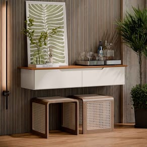 Aparador Buffet Suspenso Sala Flow Eros 2 Portas OffWhite - Rede Móveis
