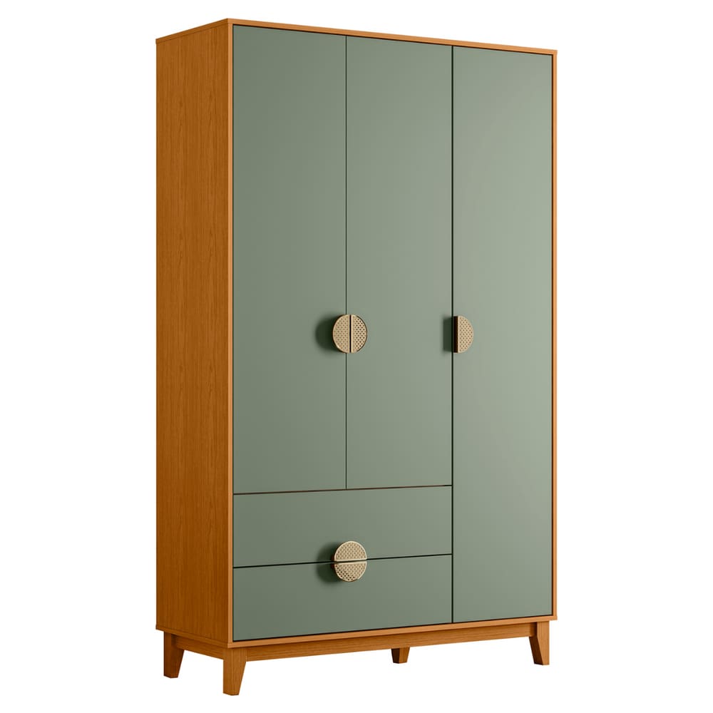 Guarda Roupa 3 Portas Tapira  Cinamomo Sálvia