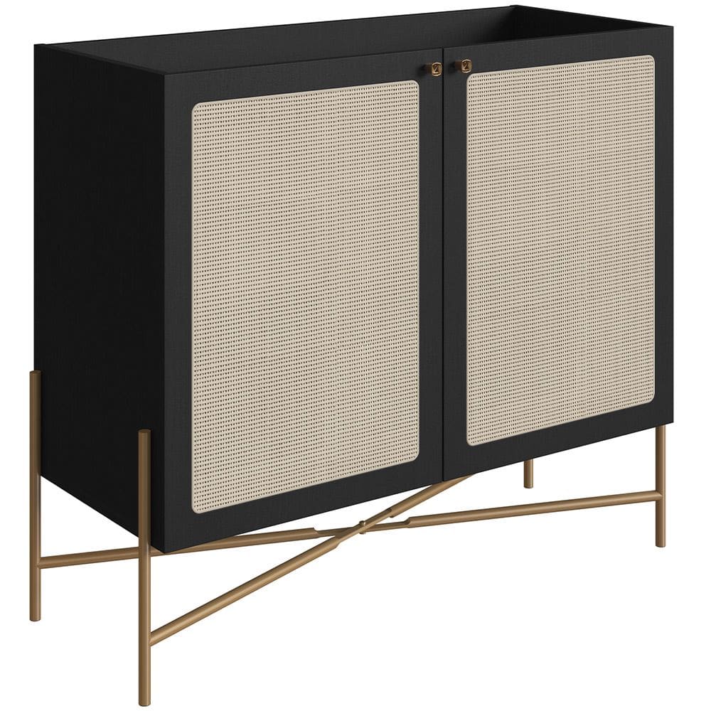 Balcão Aparador Cantinho do Café Industrial Indy A03 Nero Dourado - Lyam Decor