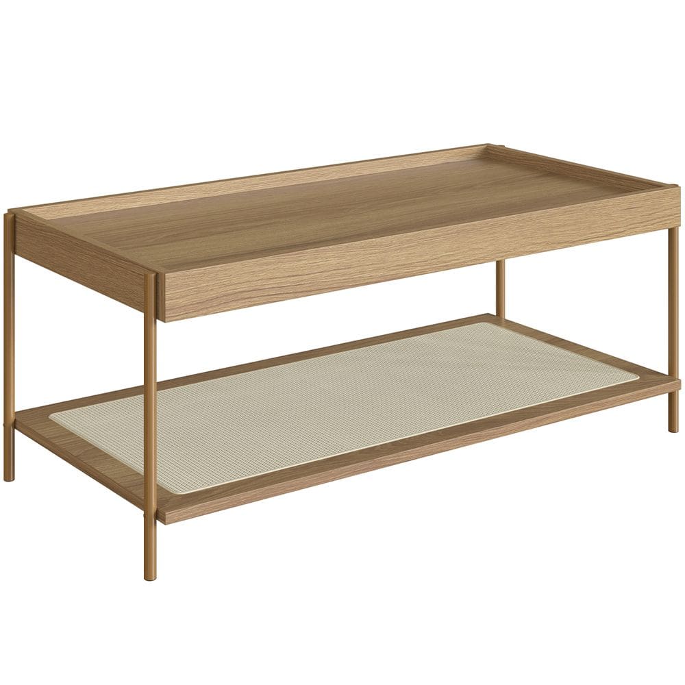 Mesa de Centro Para Sala de Estar Industrial Indy A03 Hanover Dourado - Lyam Decor