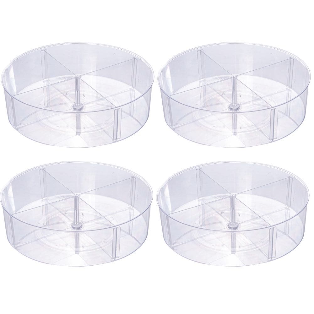 Organizador giratório porta maquiagem com 4 divisórias cristal com 4 unidades Plasutil ref.15422