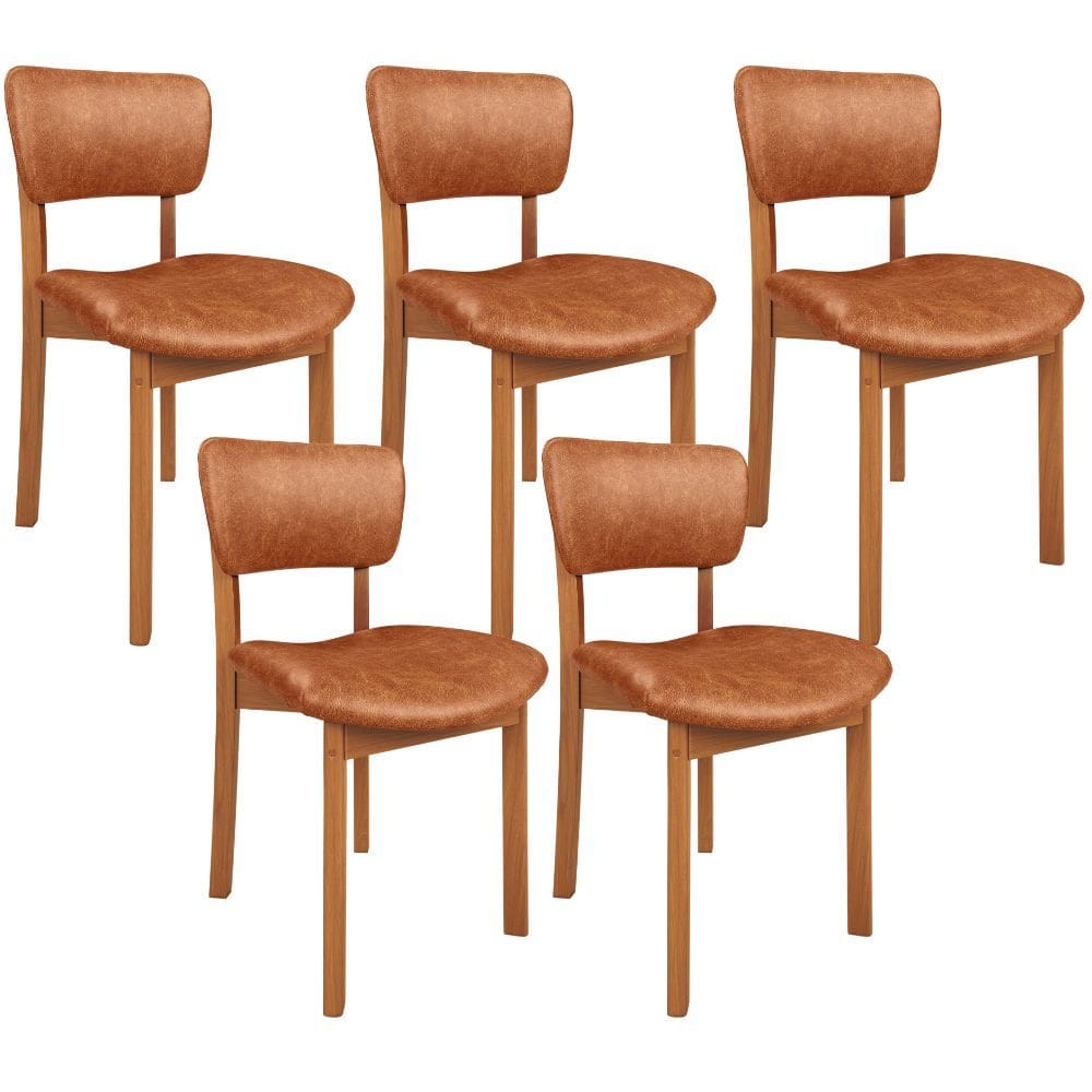 Kit 05 Cadeiras Para Sala de Jantar Cozinha Living Estofada Dara L02 Couríssimo Camel - Lyam Decor