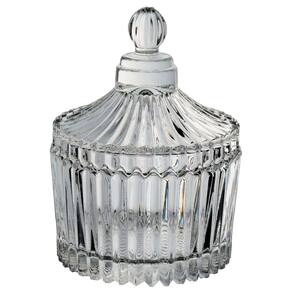 POTICHE DECORATIVO BOMBONIERE REDONDO HOME&CO COM TAMPA VIDRO 9x6x6cm TRANSPARENTE