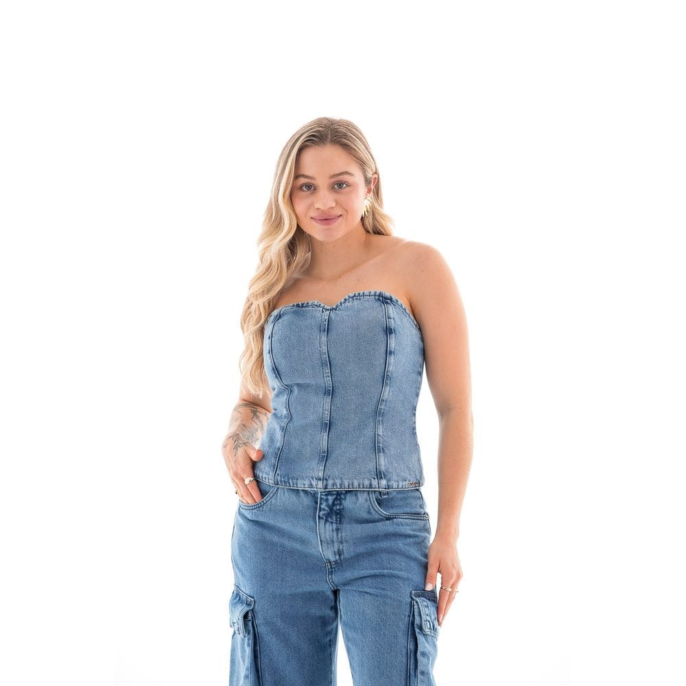Top Corset Jeans Feminino Arauto Denim