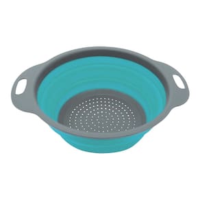 Escorredor Silicone Retrátil Grande Azul