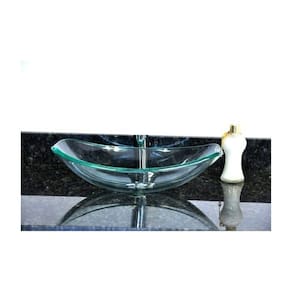 Cuba de Vidro Oval Chanfrada Moderno 51cm Incolor