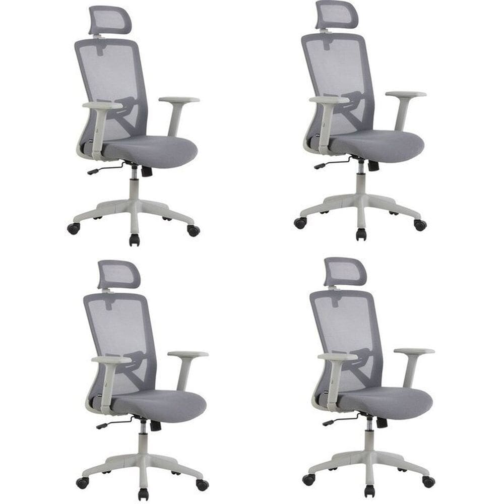 Kit com 4 Cadeira para Escritório Office Dallas Cinza