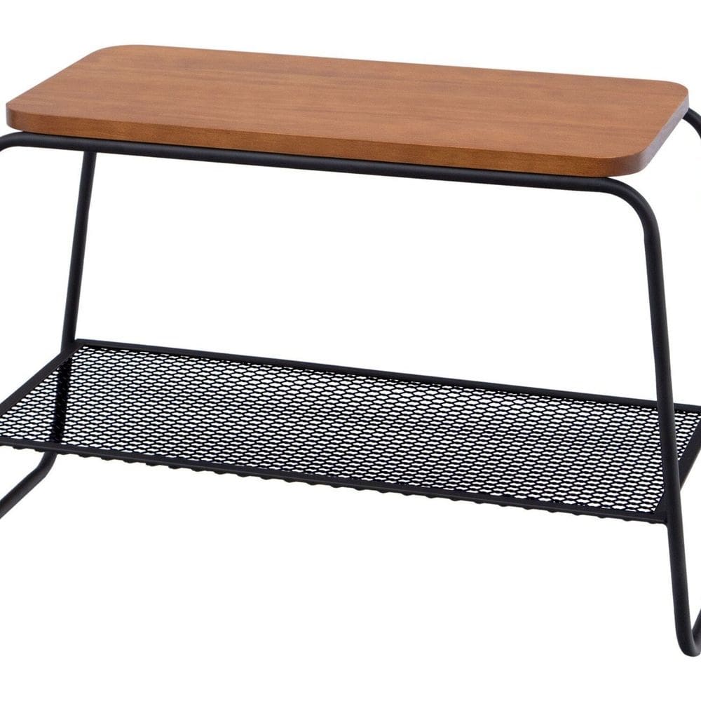 Mesa Lateral Letti Banco Sapateira Industrial Elegante Preto/Nozes