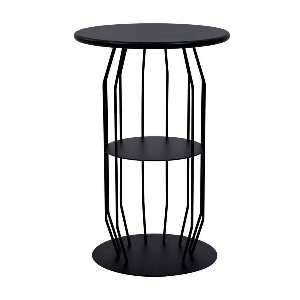 Mesa Lateral Silueta Baixa Redonda Luxo Minimalista Preto