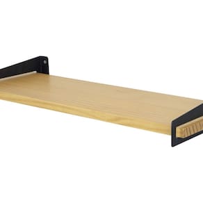 Prateleira Loop Nicho Decorativo 50x20cm Cozinha Sala Quarto Madeira Preto/Amêndoa