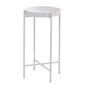 Mesa Lateral Redonda com Bandeja Apoio Sala Aço Collie 30x60 Branco