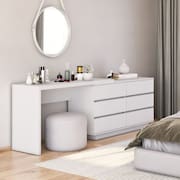 Mesa para Escritório Diretor em L 6 Gavetas Oring Yescasa Branco