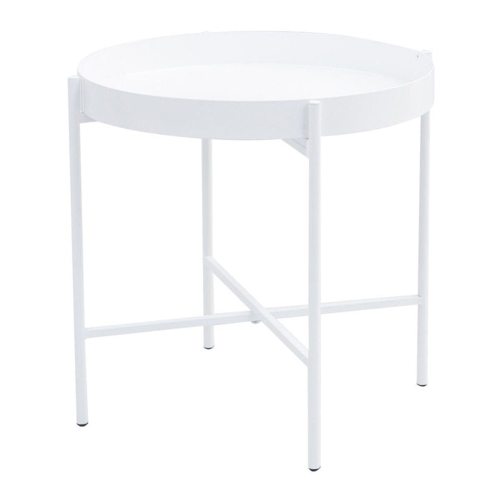 Mesa de Apoio Bandeja Sofá Cama Redonda 40x40cm Baixa Collie Branco