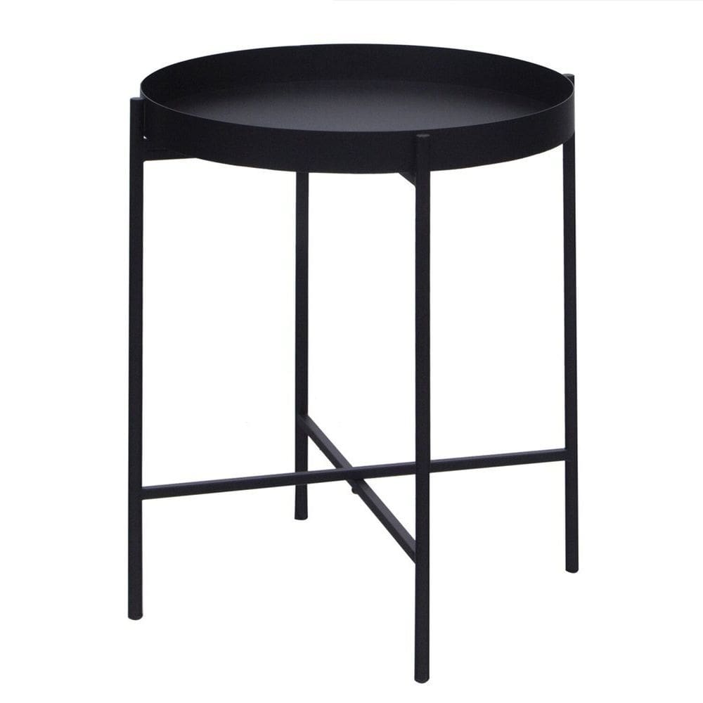 Mesa de Apoio Bandeja Sofá Cama Redonda 40x50cm Média Collie Preto