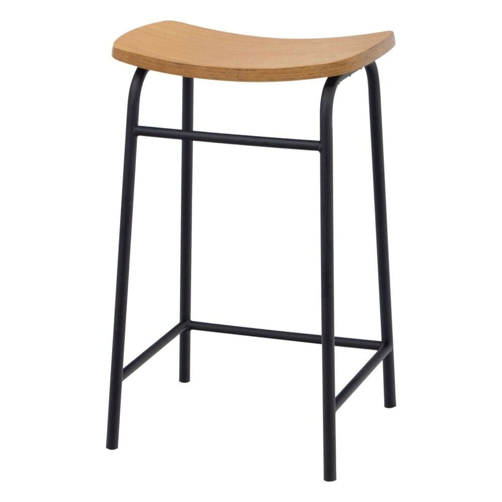 Banqueta Canoa Média Design Único Moderno Preto/Amêndoa