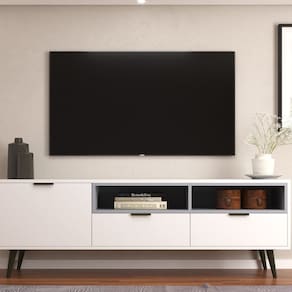 Rack 150 Cm Largura 3 Portas Lisboa Branco/Cinza