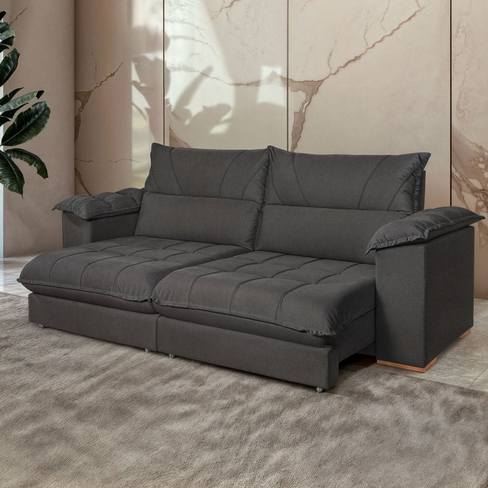 Sofá Retrátil e Reclinável 3 Lugares 230cm Italia Cinza