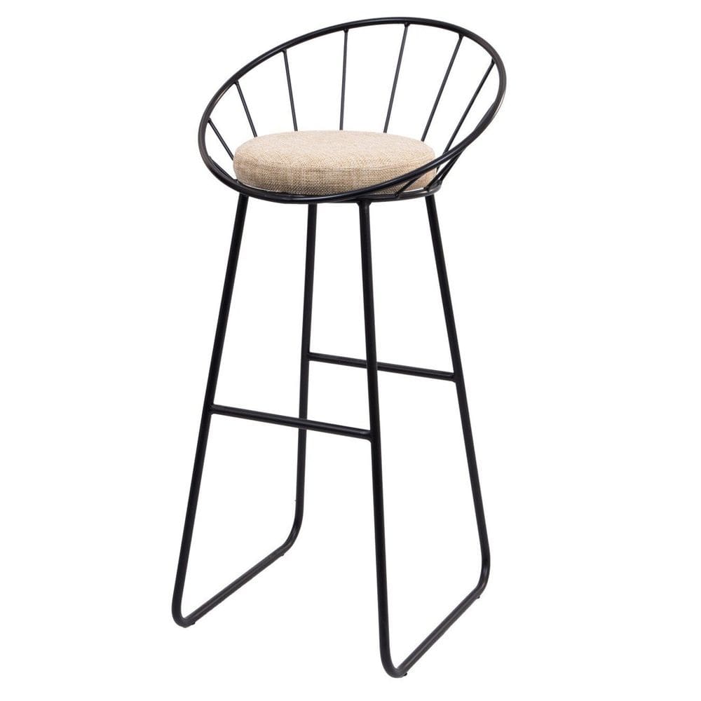 Banco Alto Sunset Banqueta Estofada Balcão Cozinha Churrasqueira Preto/ Areia