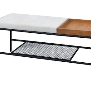 Banco 1m Palazzo Recamier Decorativo com Bandeja Mesa Lateral Quarto Sala Preto/Branco
