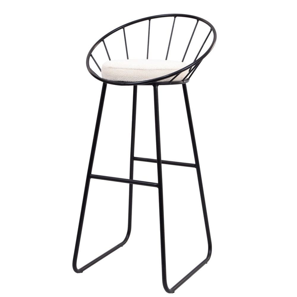 Banco Alto Sunset Banqueta Estofada Balcão Cozinha Churrasqueira Preto/ Off White