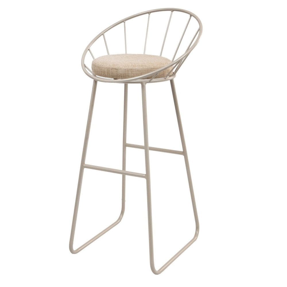 Banqueta Alta Champanhe Sunset Estofada Macio Decor Industrial Champanhe/Linho Areia