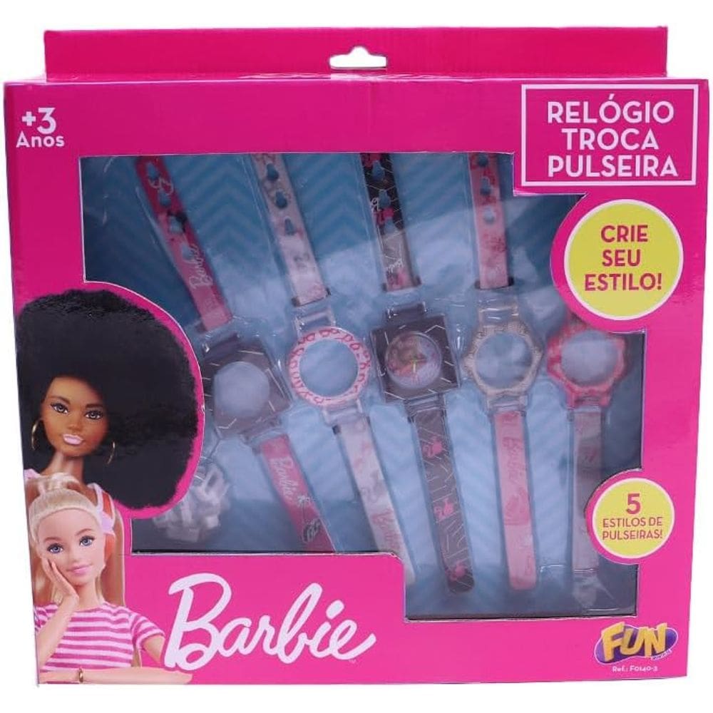 Barbie Relógio Troca Pulseiras Com 5 Pulseiras Fun