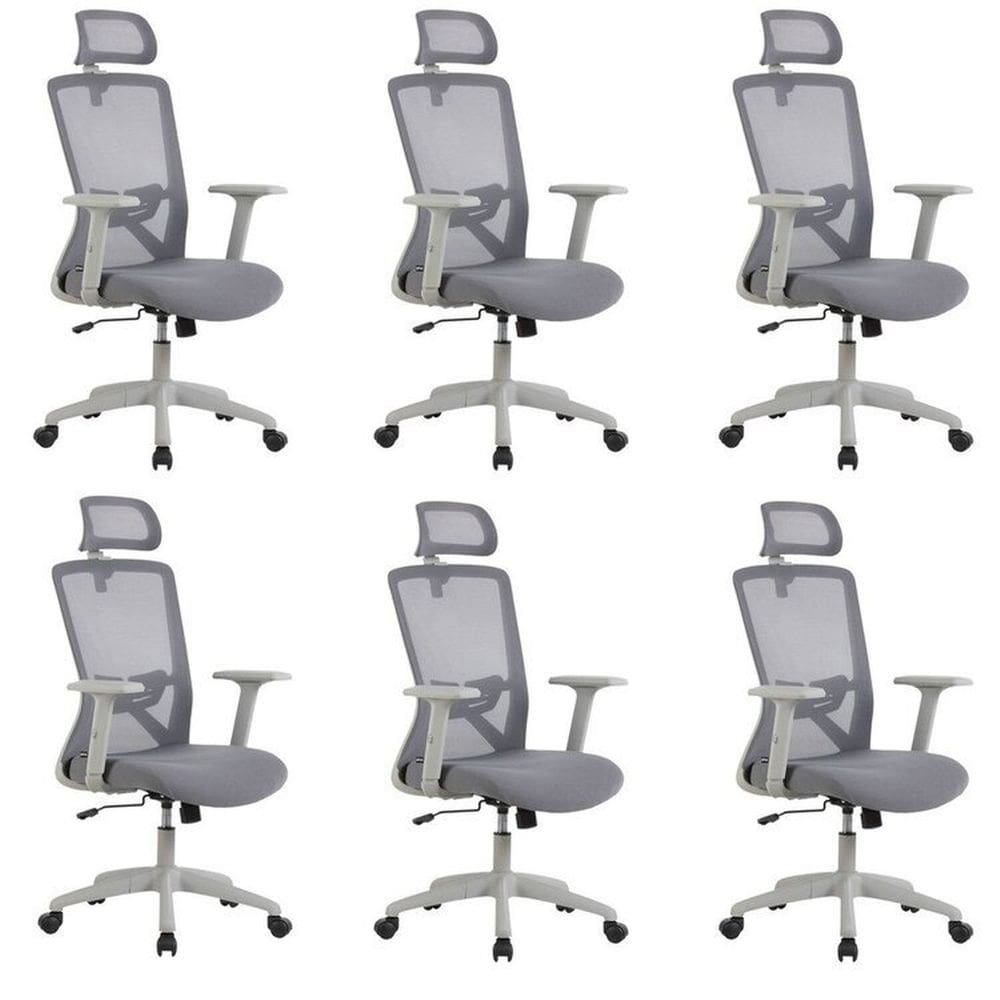 Kit com 6 Cadeira para Escritório Office Dallas Cinza