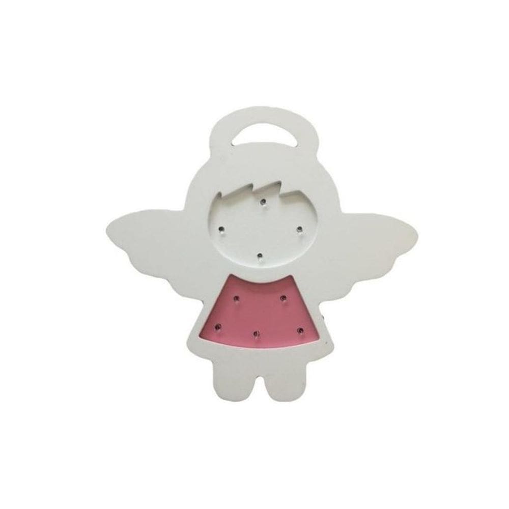 Luminária Decorativa Led Anjo Rosa 30x28 cm - Madeira