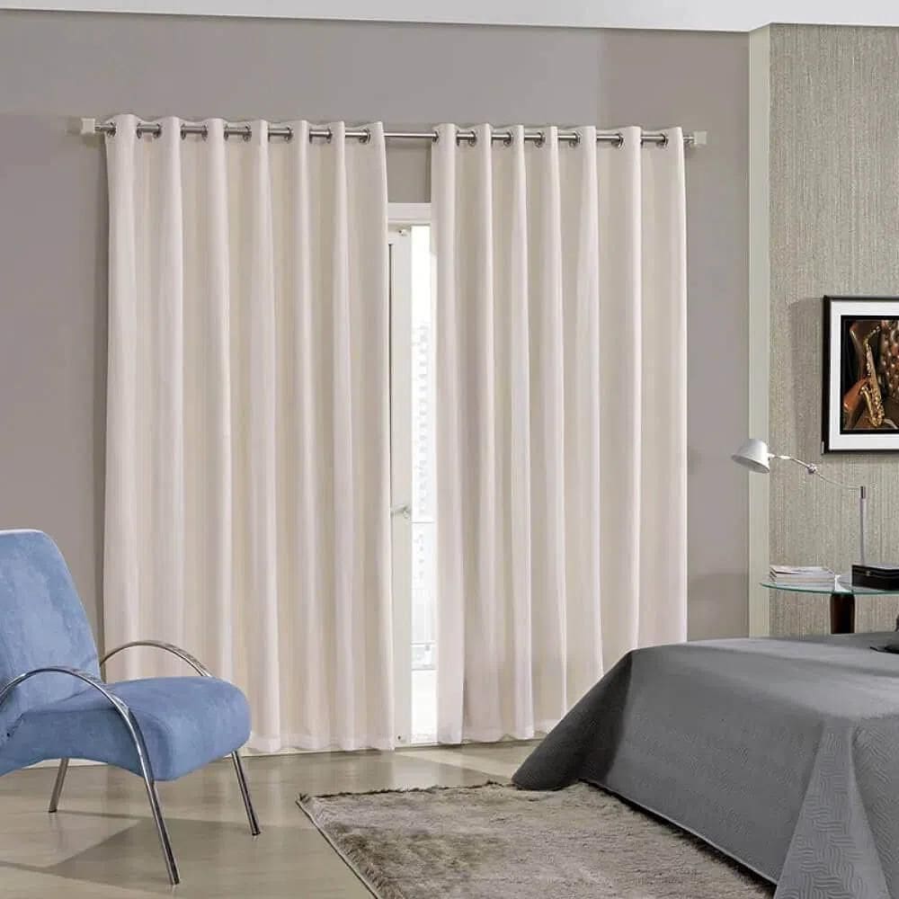 Cortina Para Sala Quarto Duplex Lisa - Bella Janela Areia