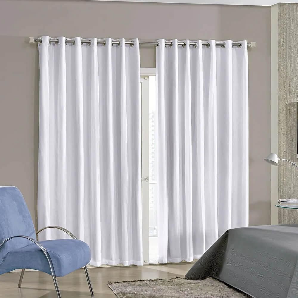 Cortina Para Sala / Quarto Duplex Lisa - Bella Janela Branco