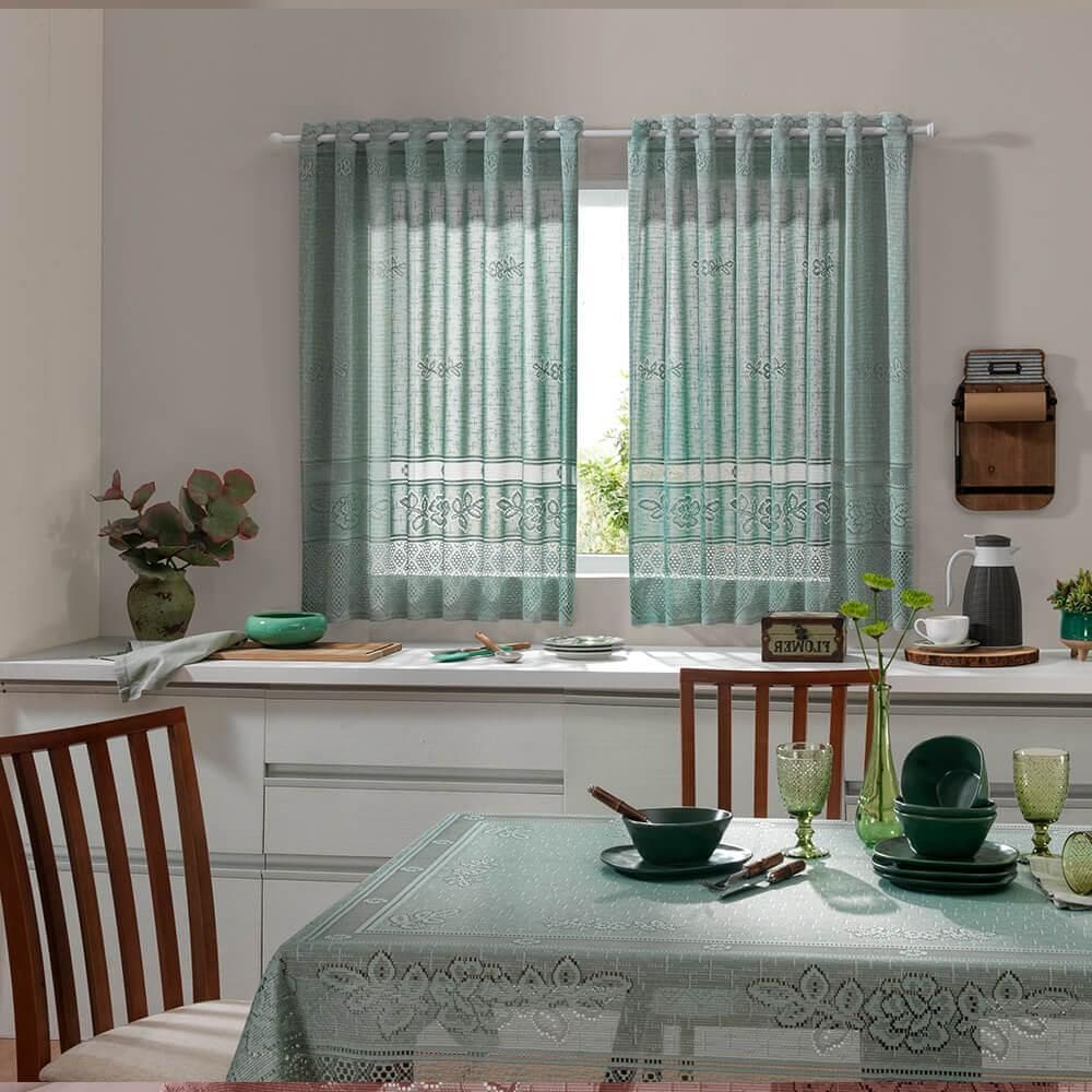 Cortina De Renda Para Cozinha Color - Interlar Pistache