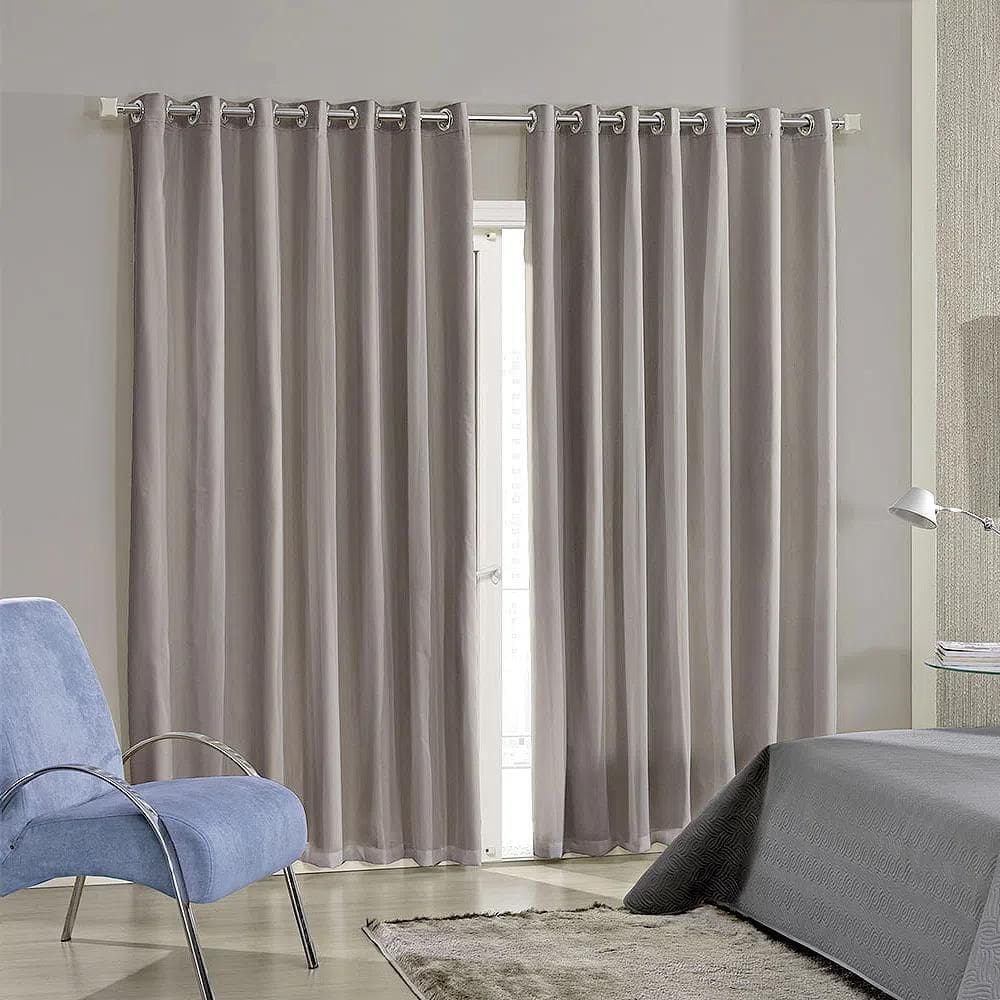Cortina Para Sala / Quarto Duplex Lisa - Bella Janela Taupe