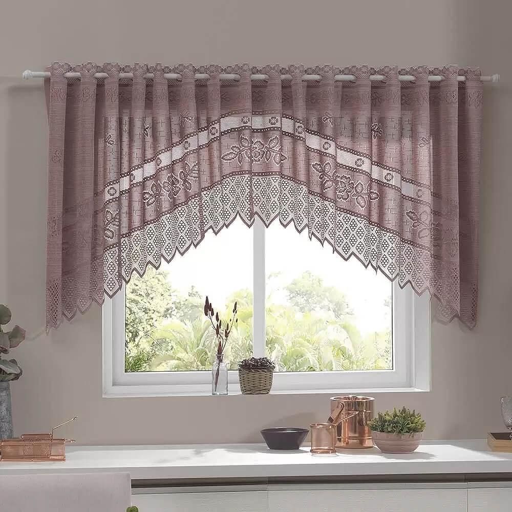 Cortina Para Cozinha De Renda Cascata - Interlar Rose