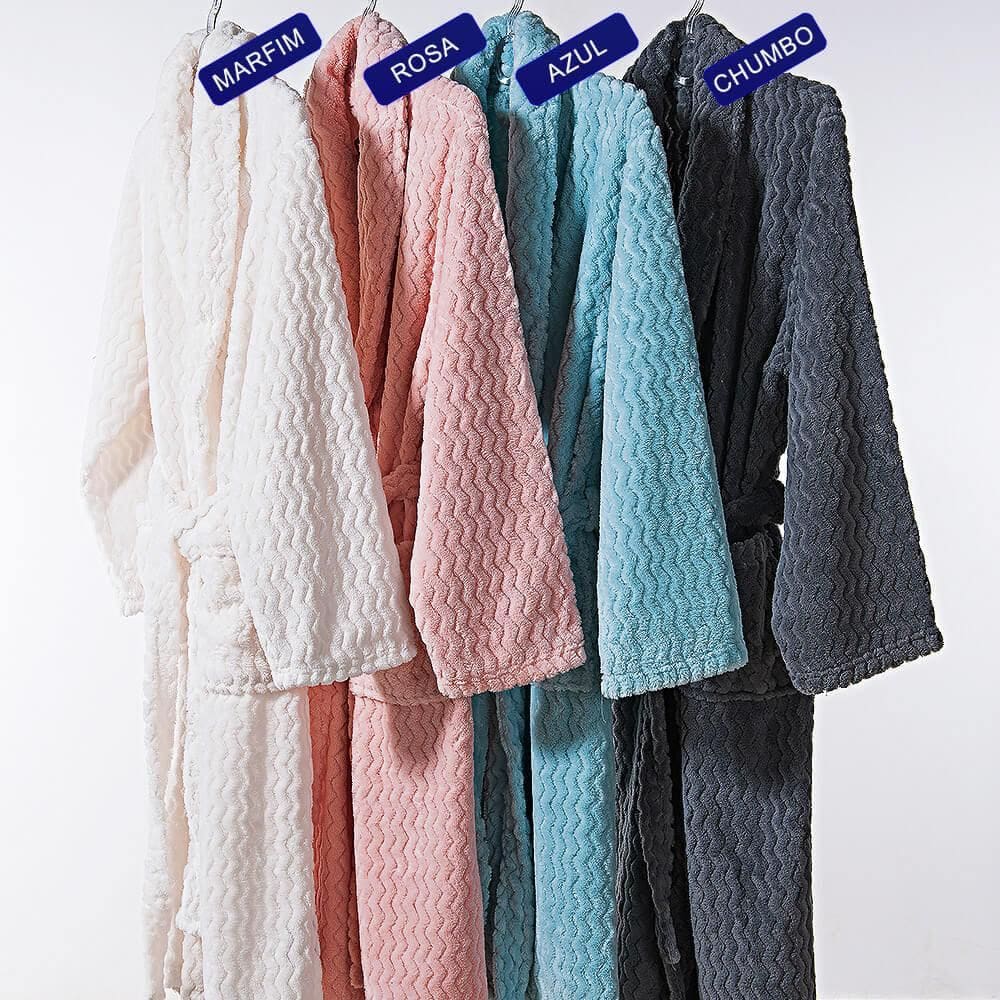 Roupão De Microfibra Wave Tamanho G Azul - Andreza