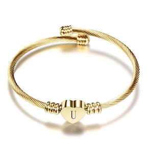 Pulseira Dourada Coração Letra U Delicada G6932