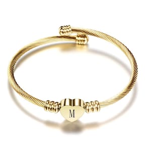 Pulseira Dourada Coração Letra M Delicada G6932