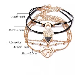 Pulseira 5 Peças Detalhes Azul Marinho Dourado G6641