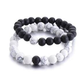 Pulseira Branca Preta Par Namorado Amigo Unissex P6109