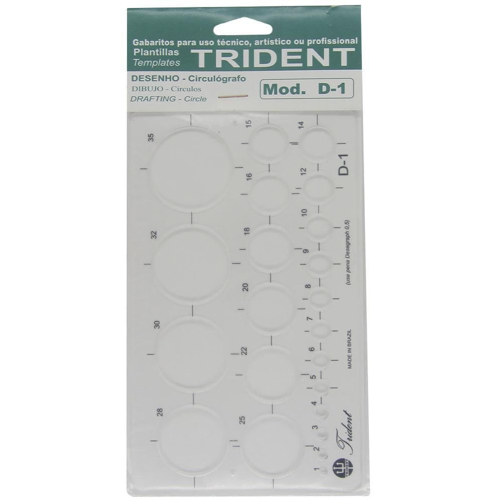 Gabarito Para Desenho Trident Circulógrafo Milímetros D-1