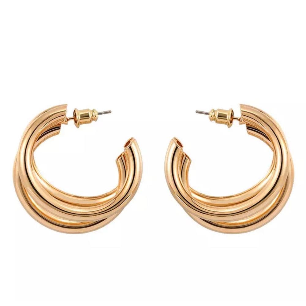 Brinco Par Feminino Dourado Argola Cruzado Presente V9104