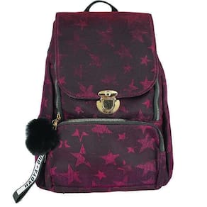 Mochila Glitter Feminina Teen Escolar Estrelas 8007 Cinza