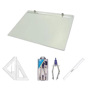 Kit Desenho Técnico Prancheta A4 Acrílico Esquadros 26 C 303