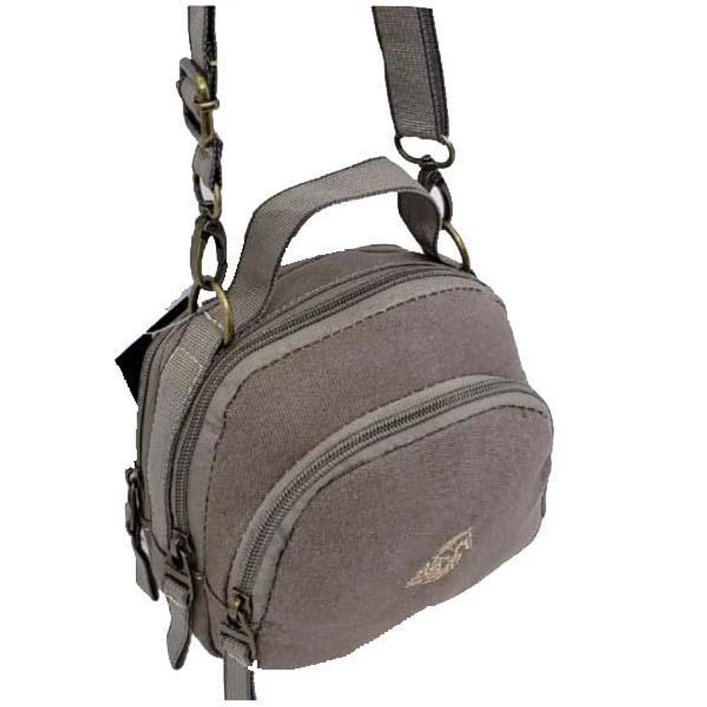Bolsa Transversal Lona Grossa Masculina Marrom Kvn8009