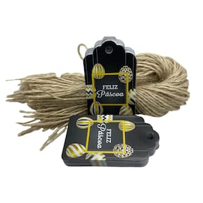 Tag Páscoa Gold Com Cordão De Sisal Incluso 100 Unidades.