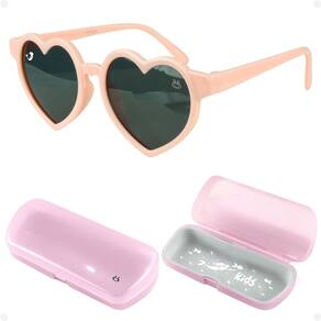 oculos sol infantil sereia coração menina vintage + case presente social proteção uv verão criança