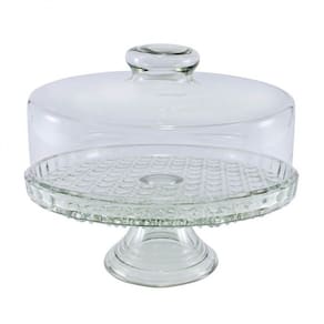 Boleira Vidro Prato Para Bolo com Pedestal Colonial G 28Cm