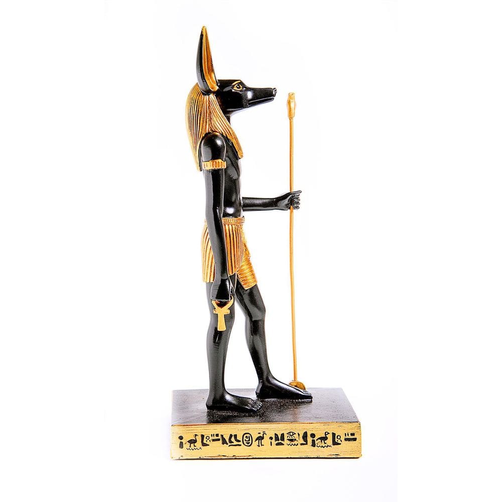 Anúbis Deus Egípcio 29 Cm Dourado Estátua Em Resina