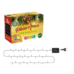 Pisca Arroz Branco 100 Lâmpadas - 4,2M - Colorido - 127V