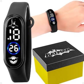 relogio infantil digital criança prova dagua batman + caixa menino qualidade premium preto